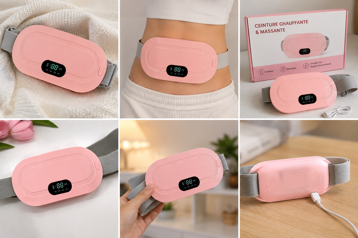 🌸 Ceinture Chauffante & Massante – Spéciale Règles Douloureuses