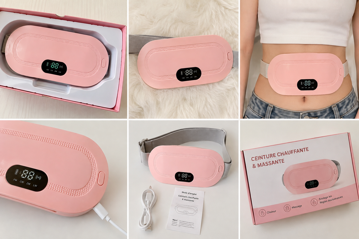 🌸 Ceinture Chauffante & Massante – Spéciale Règles Douloureuses